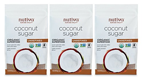 Book Cover Nutiva USDA Certified Organic, non-GMO, Unrefined Granulated Coconut Sugar, 1-pound (Pack of 3)