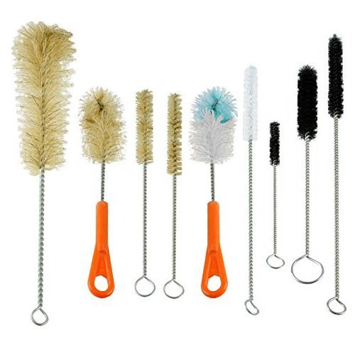 ultime Bouteille et tube Brosse de nettoyage Lot de 9 tailles et formes – Naturel et poils synthétiques (Design, 1)