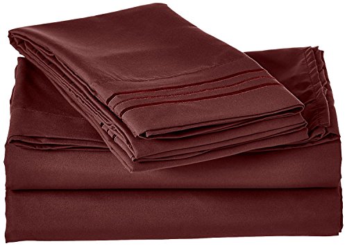 Book Cover 1500 Thread Count Wrinkle & Fade Resistant Egyptian Quality 4-Piece Bed Sheet Set Ultra Soft Luxurious Bed Sheet Set Includes Flat Sheet, Fitted Sheet and 2 Pillowcases