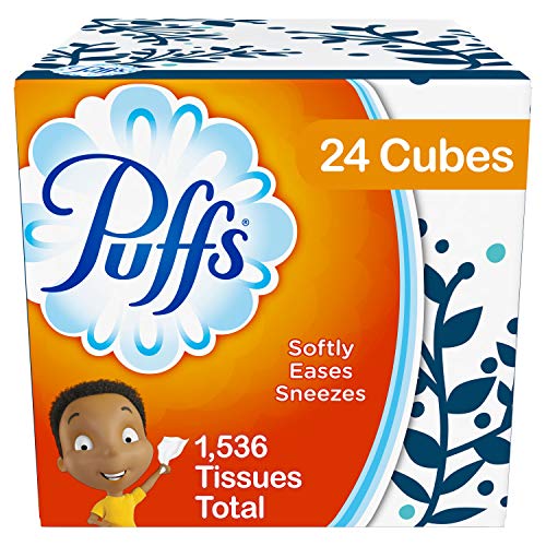 Book Cover Puffs, Everyday Non-Lotion Facial Tissues, 24 Cubes, 64 Tissues per Box (1536 Tissues Total)