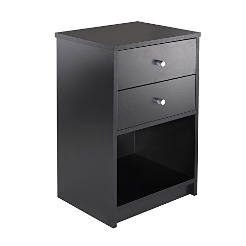 Book Cover Ava Accent Table with 2 Drawers in Black Finish