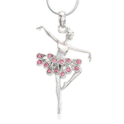 Book Cover Light Pink Dancing Ballerina Dancer Ballet Dance Pendant Necklace Charm