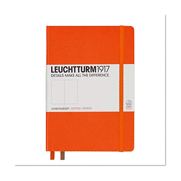 Leuchtturm1917 342937 Carnet Medium (A5), 249 pages numérotées, orange, pointillés