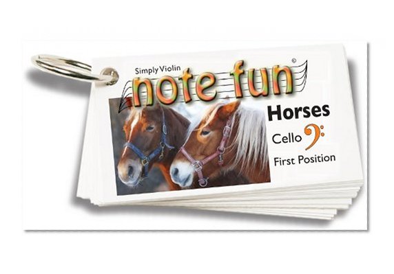 Note Reading Flash Cards for Cello in First Position (Horses)