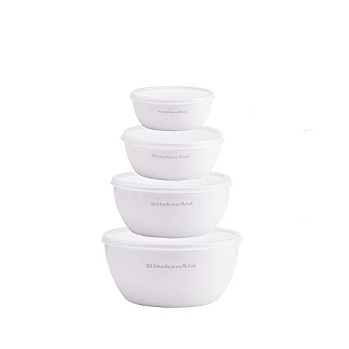 KitchenAid Classic Prep Bowls with Lids, Set of 4, White