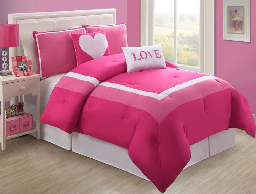 Book Cover VCNY Hotel Juvi Comforter Set, 4-Piece,Twin, Pink Love