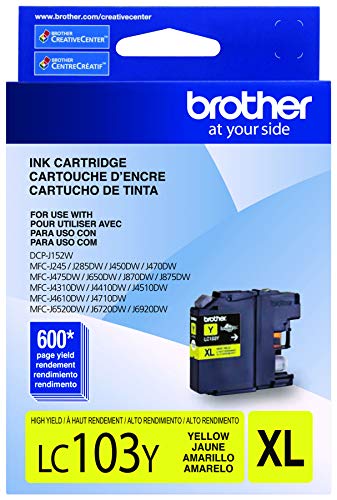 Brother Printer LC103Y High Yield Cartridge Ink, Yellow