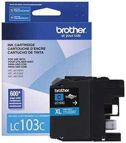 Brother LC-103C DCP-J132 J152 J171 J4110 J552 J752 MFC-J245 J285 J4310 J4410 J450 J4510 J870 J875 Ink Cartridge (Cyan) in Retail Packaging