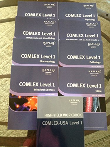 Kaplan Medical COMLEX Level 1 Lecture Notes (2011 Edition) Set of 8 Books (Anatomy, Biochemistry and Medical Genetics, Immunology and Microbiology, Omm, Pathology, Pharmacology, Physiology, Behavioral Science)