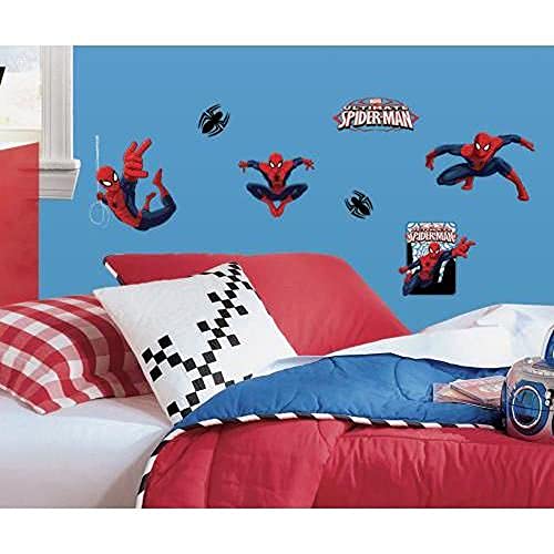 RoomMates Ultimate Spiderman Peel and Stick Wall Decals - RMK1795SCS,Multicolor,22 Wall Decals
