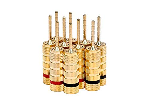 Book Cover Monoprice 109438 Gold Plated Speaker Pin Plugs - 5 Pairs - Pin Screw Type, For Speaker Wire, Home Theater, Wall Plates And More