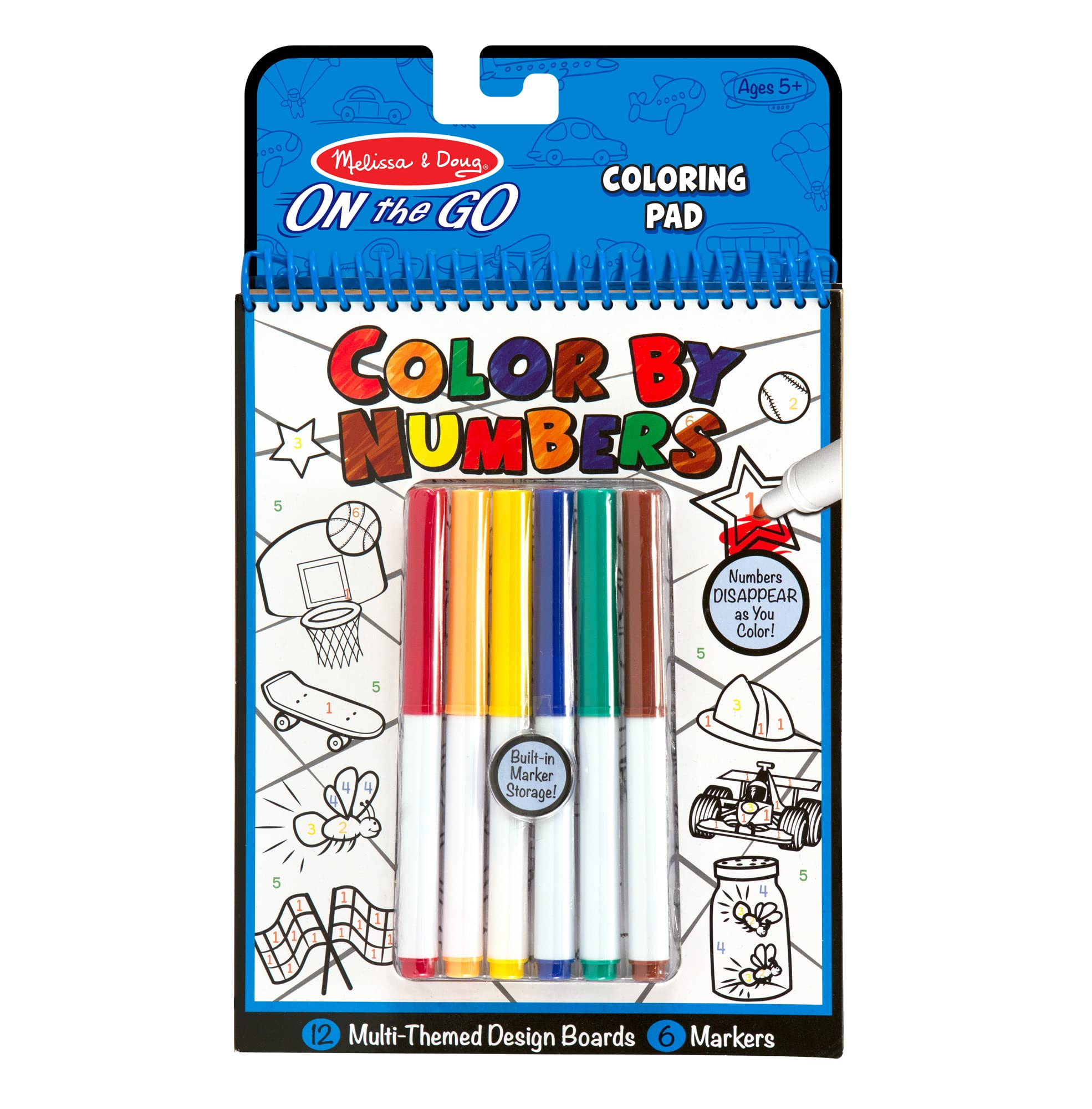 Book Cover Melissa & Doug On the Go Color by Numbers Kids' Design Boards: Playtime, Construction, Sports, and More - Party Favors, Stocking Stuffers, Travel Toys, Coloring Books For Kids Ages 5+