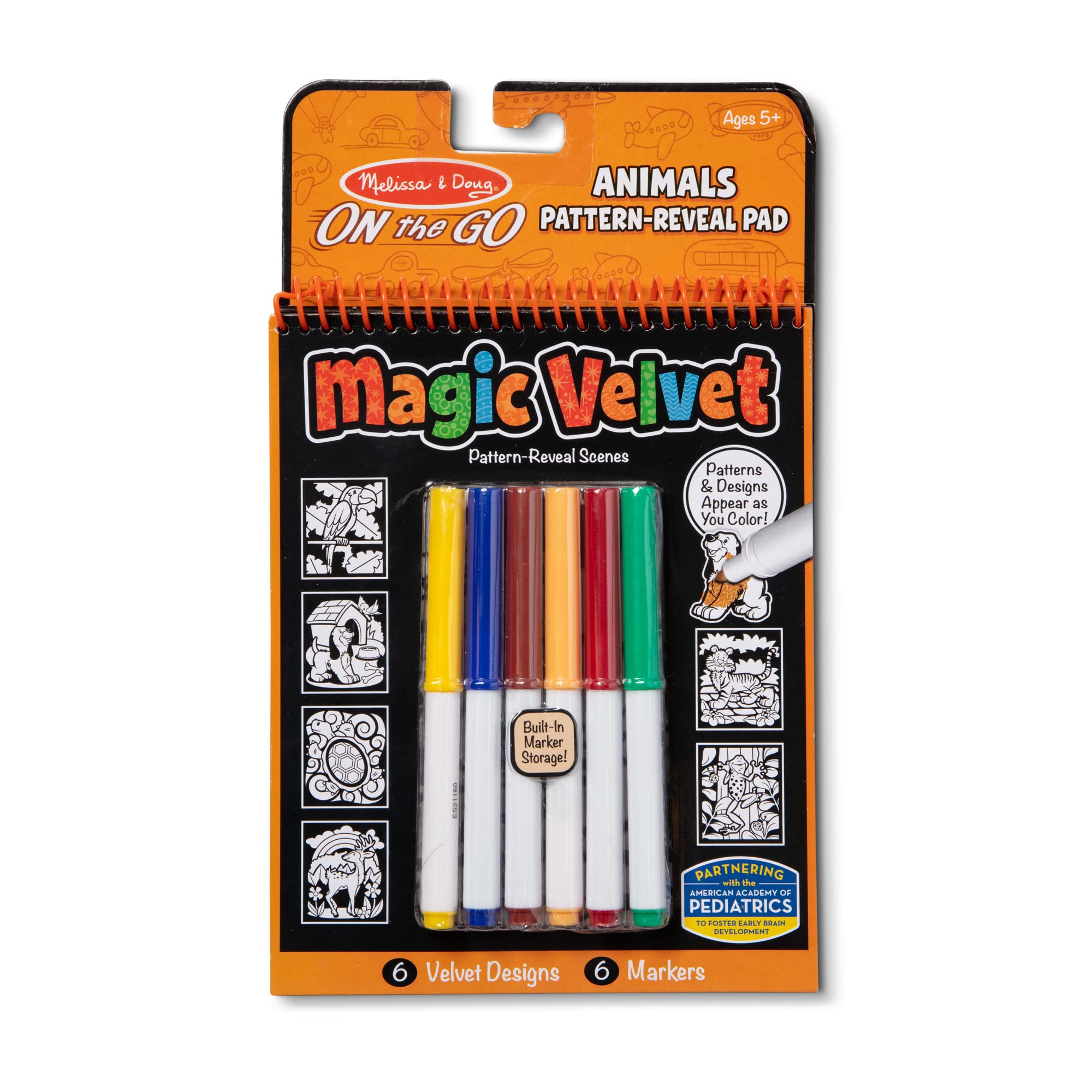 Book Cover Melissa & Doug On the Go Magic Velvet Animals Pattern-Reveal Activity Kit- 6 Coloring Boards, 6 Markers - Party Favors, Stocking Stuffers, Travel Toys, Coloring Books For Kids Ages 5+