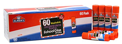 Book Cover Elmer's Disappearing Purple School Glue, Washable, 60 Pack, 0.24-ounce sticks