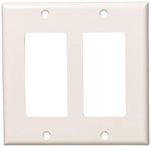 Leviton 80409-NW 2-Gang Decora/GFCI Device Decora Wallplate, Standard Size, White, 25-Pack