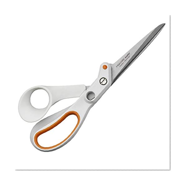 Fiskars Ciseaux multi-usages RazorEdge, Longueur totale: 21 cm, Lames en acier inoxydable/Poignées en plastique, Blanc/Orange, Amplify, 1005223
