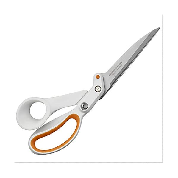 Fiskars Ciseaux multi-usages RazorEdge, Longueur totale: 24 cm, Lames en acier inoxydable/Poignées en plastique, Blanc/Orange, Amplify, 1005225