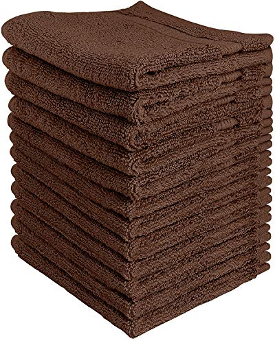 Book Cover Utopia Towels - Premium Washcloths Set (12 x 12 Inches, Dark Brown) - 600 GSM 100% Cotton Flannel Face Cloths, Highly Absorbent and Soft Feel Fingertip Towels (12-Pack)