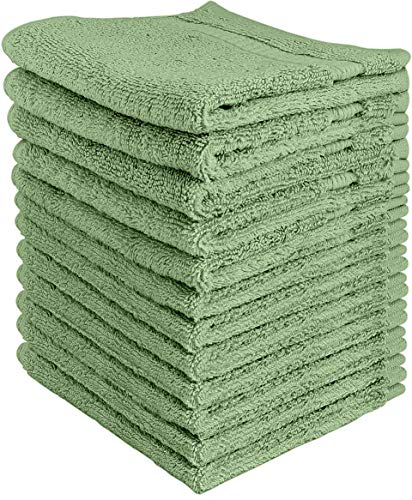 Book Cover Utopia Towels - Premium Washcloths Set (12 x 12 Inches, Sage Green) - 600 GSM 100% Cotton Flannel Face Cloths, Highly Absorbent and Soft Feel Fingertip Towels (12-Pack)