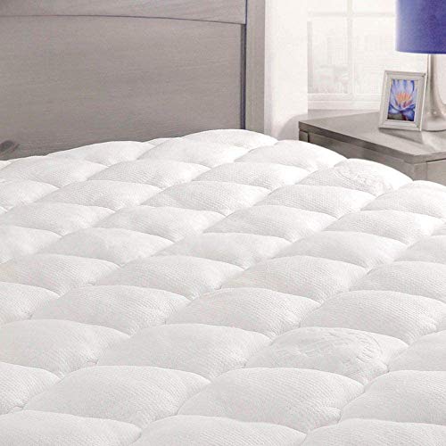 Book Cover ExceptionalSheets Bamboo Mattress Pad Made in The USA - Extra Plush Rayon from Bamboo Cooling Topper - Pillowtop Mattress Pad with Fitted Skirt - King Size