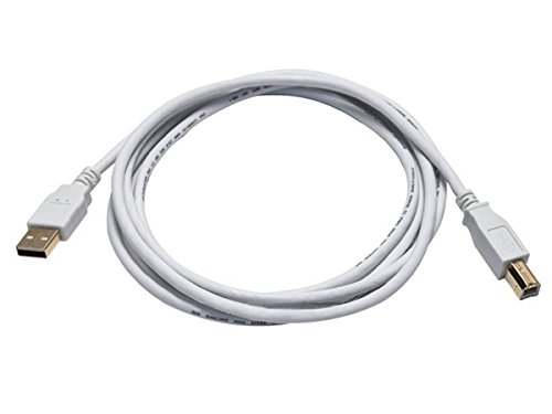 Monoprice 108616 6ft USB 2.0 A Male to B Male 28/24AWG Cable - (Gold Plated) - WHITE for Printer Scanner Cable 15M for PC, Mac, HP, Canon, Lexmark, Epson, Dell, Xerox, Samsung and More!
