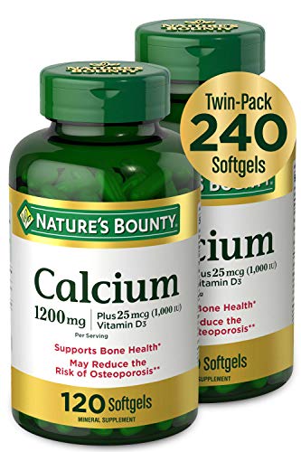 Calcium & Vitamin D by Nature's Bounty, Immune Support & Bone Health, 1200mg Calcium & 1000IU Vitamin D3, 120 Softgels (2-Pack)