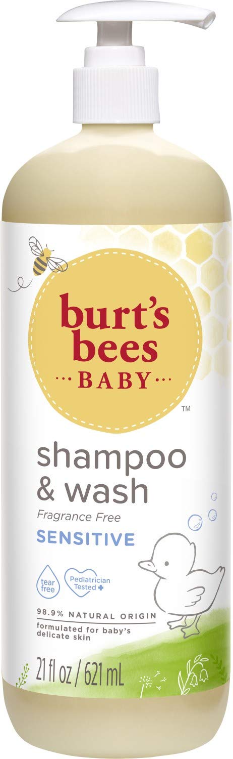 Book Cover Baby Shampoo & Wash, Burt's Bees Sensitive Body Care, Unscented, Fragrance & Tear Free, All Natural, 21 Ounce
