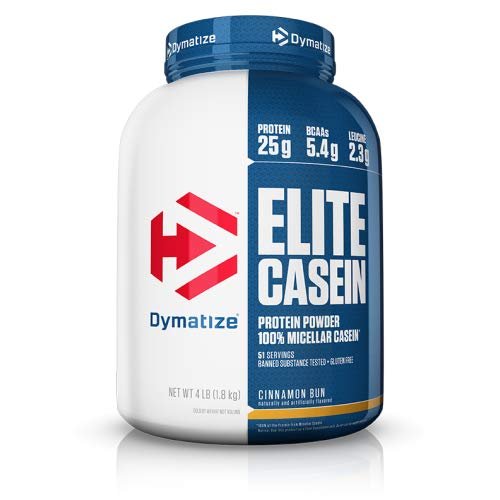 Dymatize Elite 100% Micellar Casein Slow Absorbing Protein, Cinnamon Bun, 4 lbs