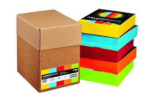Astrobrights Color Paper, 8.5"x 11", 24 lb/89 gsm, 5-Color Mixed Carton, 2500 sheets (22999)