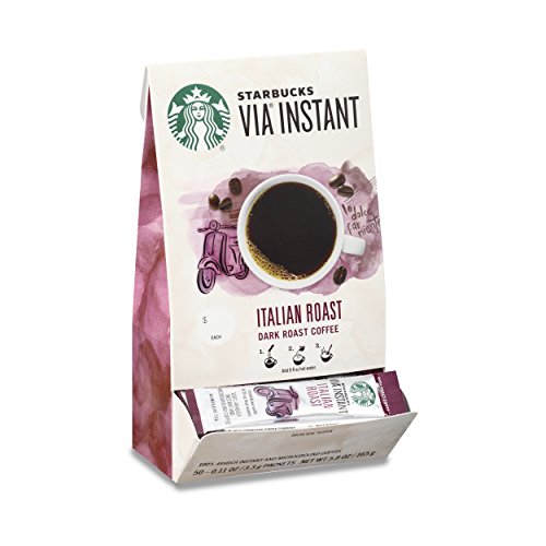 Book Cover Starbucks VIA Instant Coffee Dark Roast Packets â€” Italian Roast â€” 100% Arabica â€” 1 box (50 packets)
