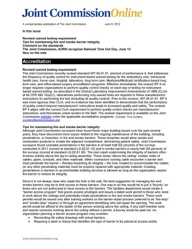 Joint Commission Online - October 10, 2012