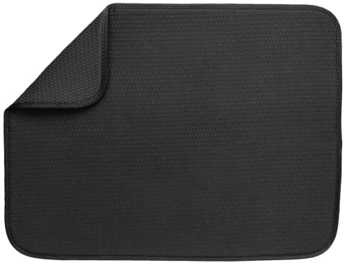 Envision Home Absorbent, Reversible Microfiber Dish Drying Mat for Kitchen,18 Inch x 24 Inch, X-Large, Black
