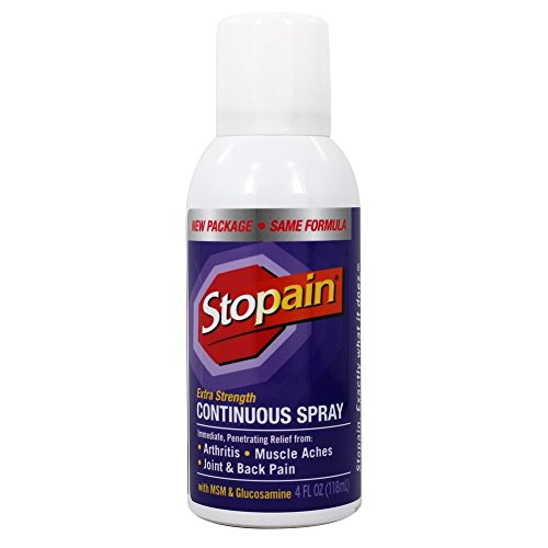 Stopain Pain Relief Spray 4oz, USA Made, Max Strength Fast Acting with Menthol, MSM, Glucosamine for Lower Back, Arthritis, Knee, Neck, Joints, HSA FSA Approved OTC Topical Analgesic Product