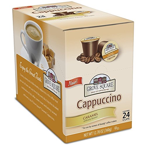 Grove Square Cappuccino Cups, Caramel, Single Serve Cup for Keurig K-Cup Brewers, 48 Count (Packaging May Vary)