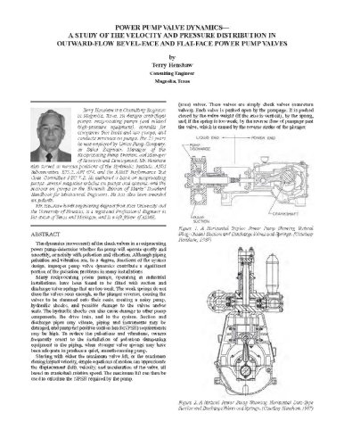 POWER PUMP VALVE DYNAMICS - A STUDY OF THE VELOCITY AND PRESSURE DISTRIBUTION IN OUTWARD-FLOW BEVEL-FACE AND FLAT-FACE POWER PUMP VALVES [Loose Leaf Edition]