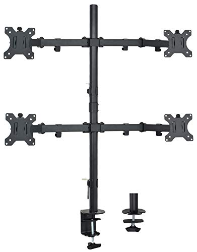 Book Cover VIVO Quad Monitor Desk Mount, Heavy Duty Stand, Full Adjustable Arms and Grommet Mounting Option, Holds 4 Screens up to 30 inches STAND-V004