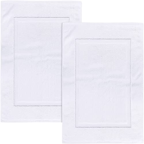 Book Cover Utopia Towels Cotton Banded Bath Mats, White [Not a Bathroom Rug] 21 x 34 Inches, 100% Ring Spun Cotton - Highly Absorbent and Machine Washable Shower Bathroom Floor Mat (Pack of 2)