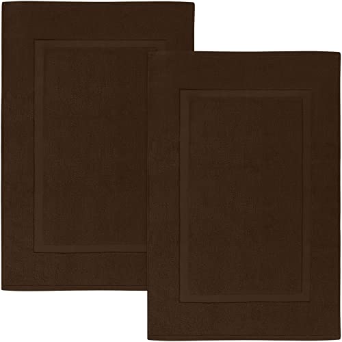 Book Cover Utopia Towels Cotton Banded Rug Bath Mats, [Not a Bathroom Rug] 21x34 Inches, 100% Ring Spun Cotton - Highly Absorbent and Machine Washable Shower Bathroom Floor Towel, Dark Brown, 2 Pack