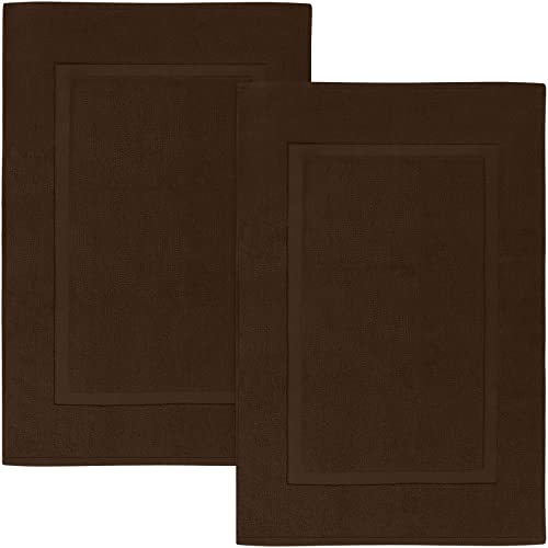 Utopia Towels Cotton Banded Rug Bath Mats, [Not a Bathroom Rug] 21x34 Inches, 100% Ring Spun Cotton - Highly Absorbent and Machine Washable Shower Bathroom Floor Towel, Dark Brown, 2 Pack
