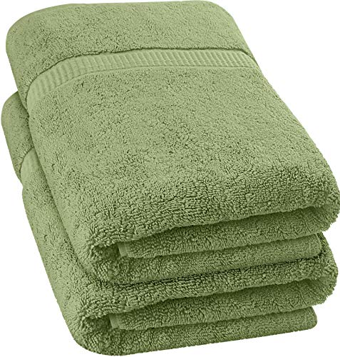 Utopia Towels - Luxurious Jumbo Bath Sheet (35 x 70 Inches, Sage Green) - 600 GSM 100% Ring Spun Cotton Highly Absorbent and Quick Dry Extra Large Bath Towel - Super Soft Hotel Quality Towel