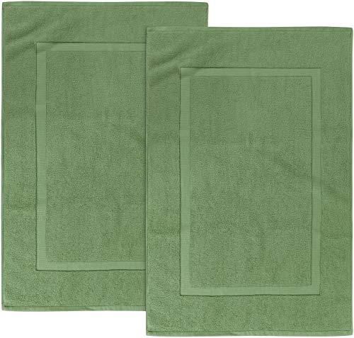 Utopia Towels Cotton Banded Bath Mats, Sage Green, [Not a Bathroom Rug], 21 x 34 Inches, 100% Ring Spun Cotton - Highly Absorbent and Machine Washable Shower Bathroom Floor Mat (Pack of 2)
