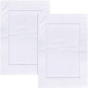 Utopia Towels Cotton Banded Bath Mats, White [Not a Bathroom Rug] 21 x 34 Inches, 100% Ring Spun Cotton - Highly Absorbent and Machine Washable Shower Bathroom Floor Mat (Pack of 2)