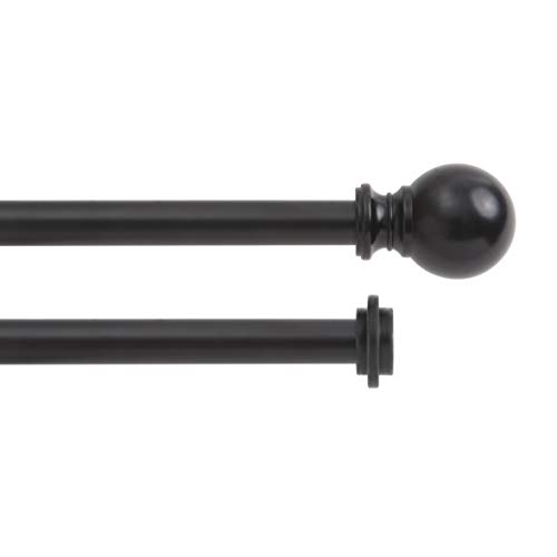 Book Cover Kenney - KN75917 Ball End Double Window Curtain Rod, 36 to 66-Inch, Matte Black