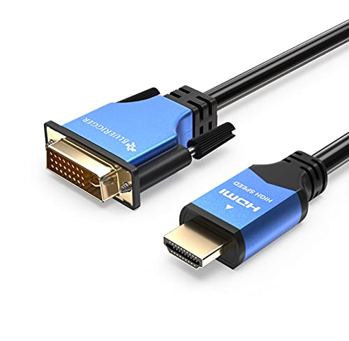 BlueRigger HDMI to DVI Cable 15FT (High-Speed, Bi-Directional Adapter Male to Male, DVI-D 24+1, 1080p, Aluminum Shell) - Compatible with Raspberry Pi, Roku, Xbox One, PS5/PS4/PS3, Graphics Card