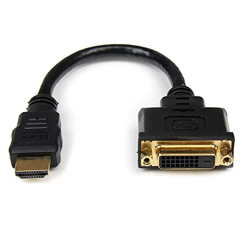 StarTech.com HDMI Male to DVI Female Adapter - 8-Inch - 1080p DVI-D Gender Changer Cable (HDDVIMF8IN), Black