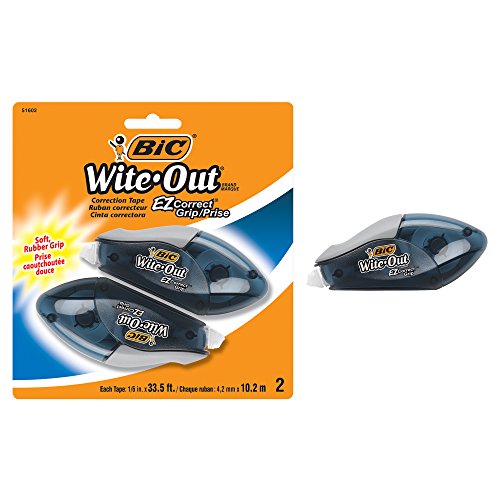 Book Cover BIC Wite-Out Brand EZ Correct Grip Correction Tape, White, 2-Count