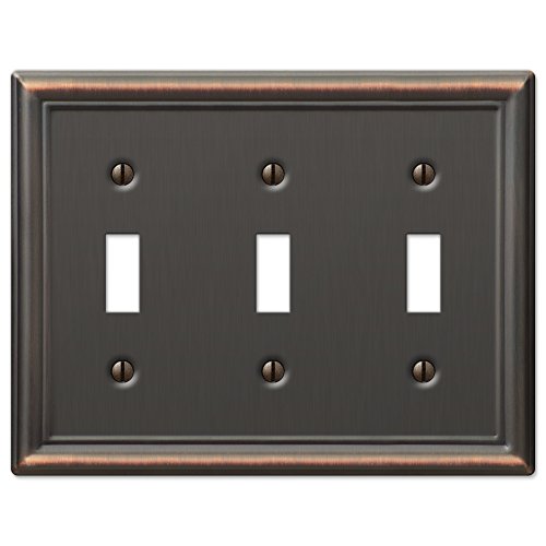 Amerelle 149TTTDB Chelsea Wallplate, 3 Toggle, Steel, Aged Bronze, 1-Pack