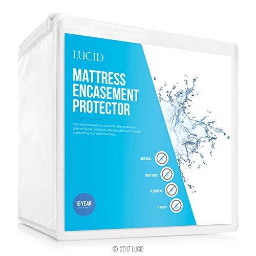 Book Cover LUCID Encasement Mattress Protector - Completely Surrounds Mattress for Waterproof, Allergen Proof, Bed Bug Proof Protection -15 Year Warranty - Cal King Size