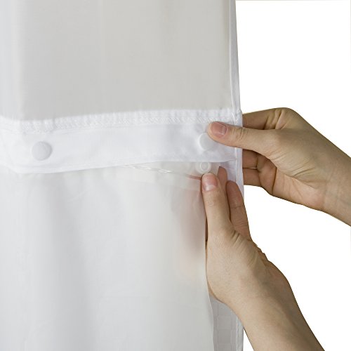 Book Cover Hookless RBH14BS01 Itâ€™s A Snap! PEVA Snap-In Shower Curtain Liner, 70x69 In., Frost