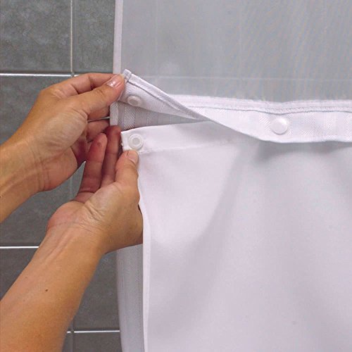 Book Cover 70 in. x 54 in. Shower Curtain Accessory Fabric Snap-In Liner in White